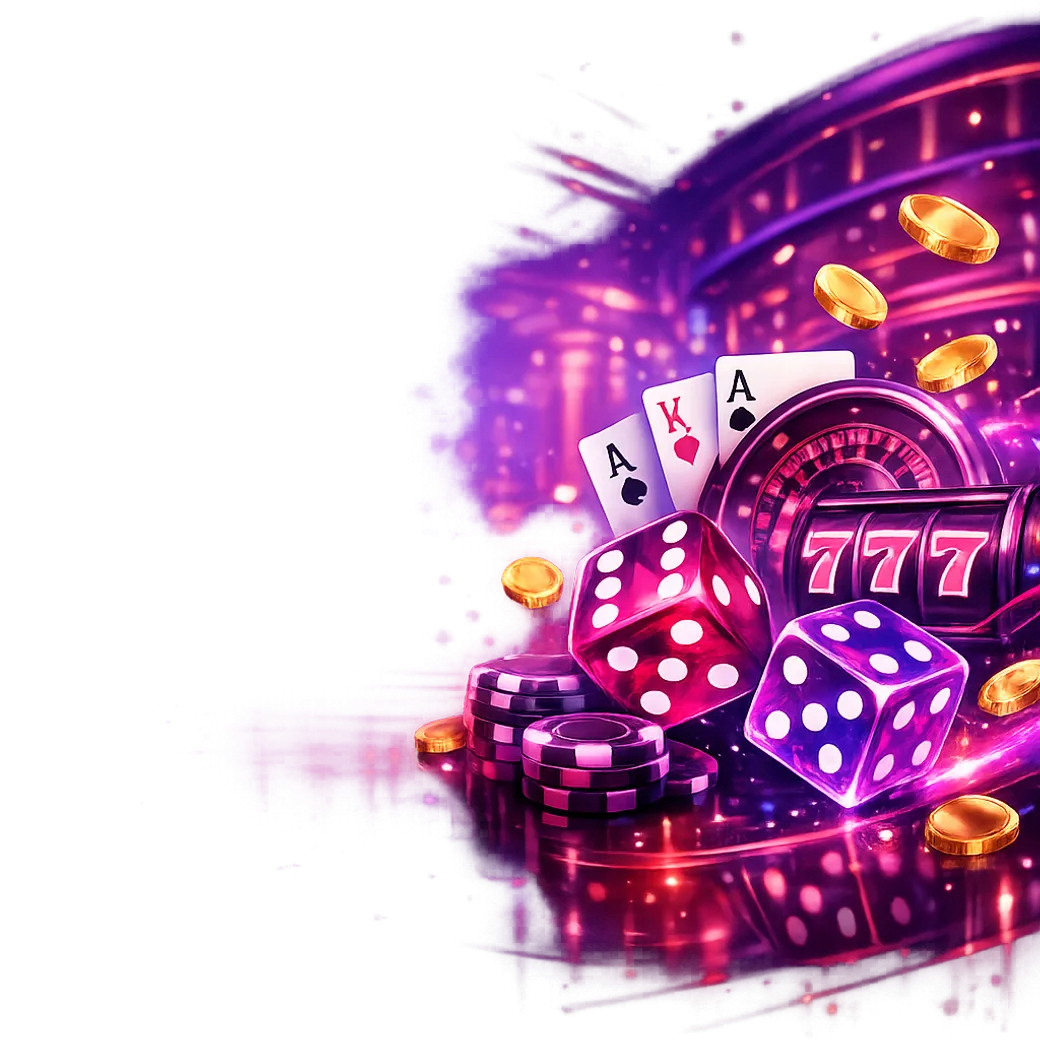 Bright, dynamic promotional image for NV Casino with purple-magenta neon colors, premium glow and modern luxury ambiance.